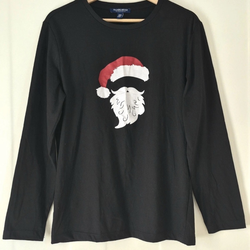 Santa Claus Palmers Brook Loungewear Black Long Sleeve T Shirt M NWOT